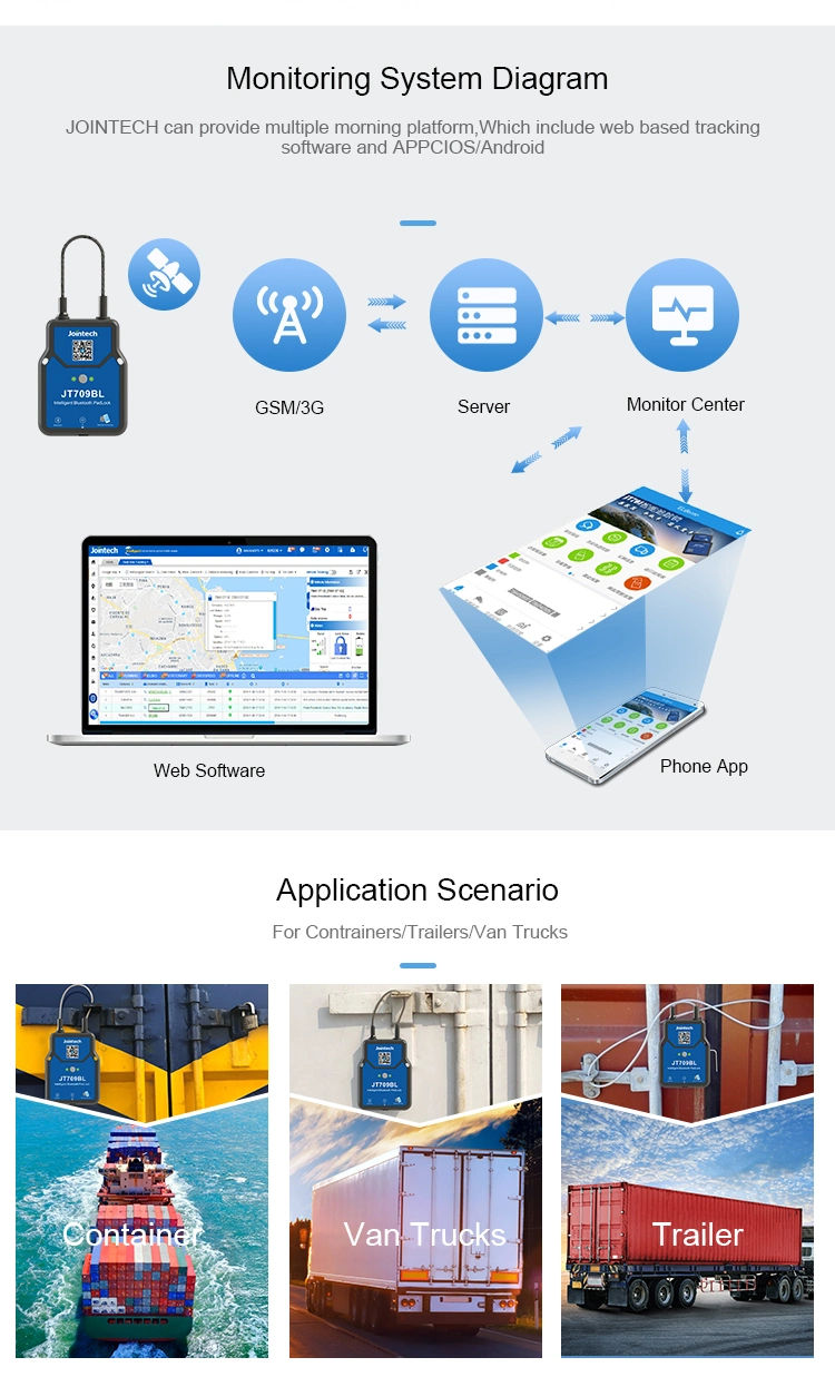 Jointech Jt709bl Asset Truck Transportation GPS Tracker Electronic GPS Tracking Device Container Seal Trailer GPS Padlock Safe Lock